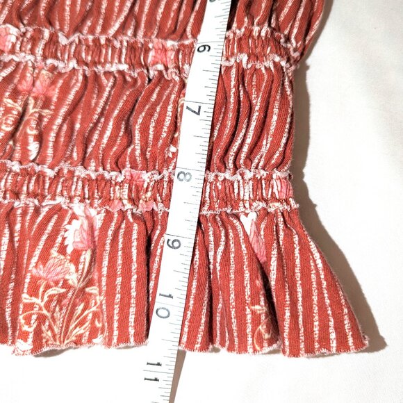 We The Free | Free People "Dolce Vita" Smocked Tank Top Brown Red | Size Small - Picture 12 of 12